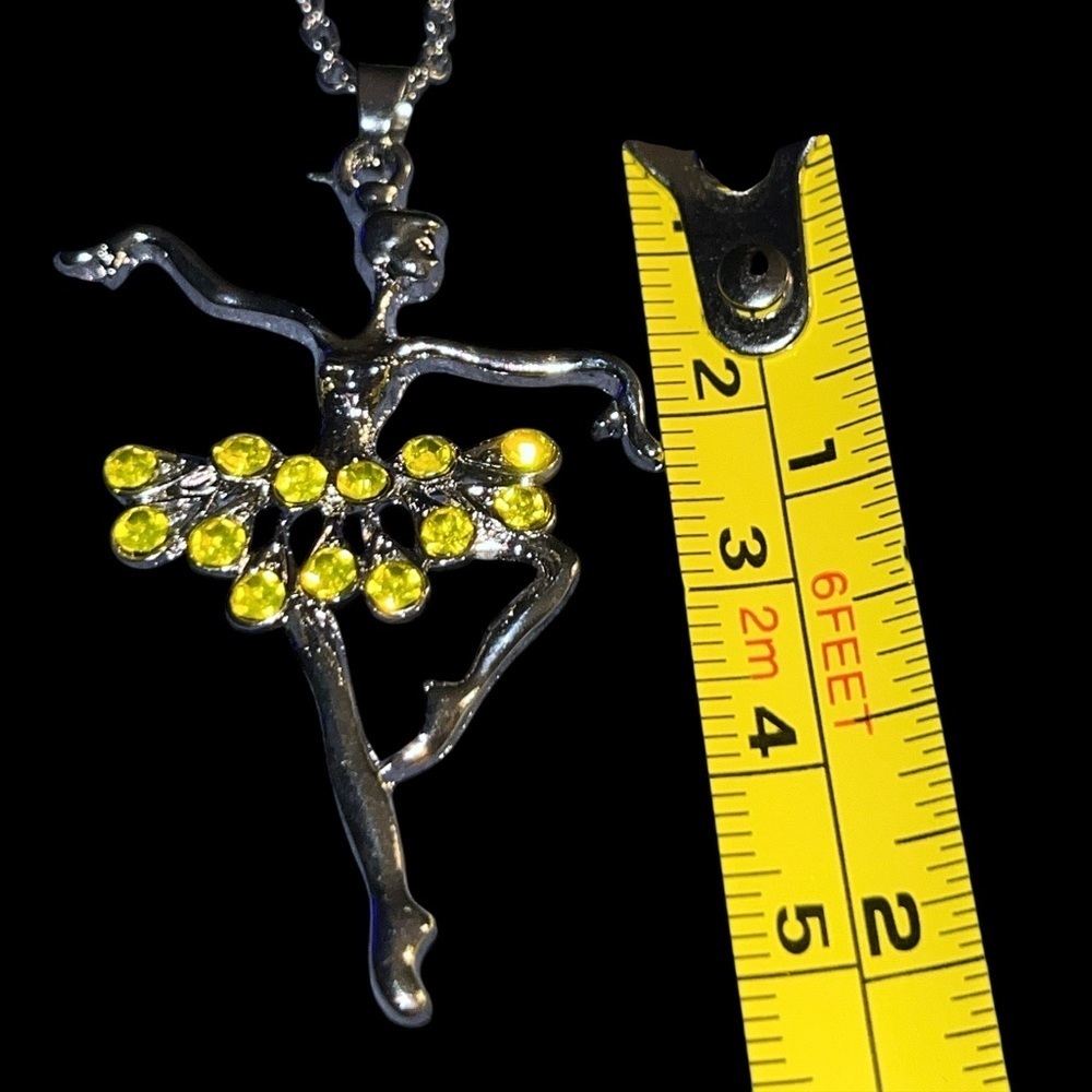 Adorable Silver Ballerina Necklace with Yellow Accents - Picture 4 of 4